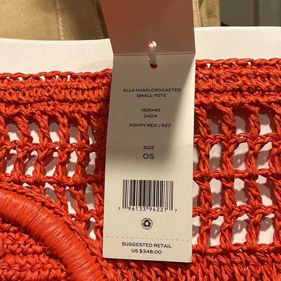 NWT- Tory Burch Vibrant Red Crochet Tote but looks more darker orange color. - Picture 4 of 4